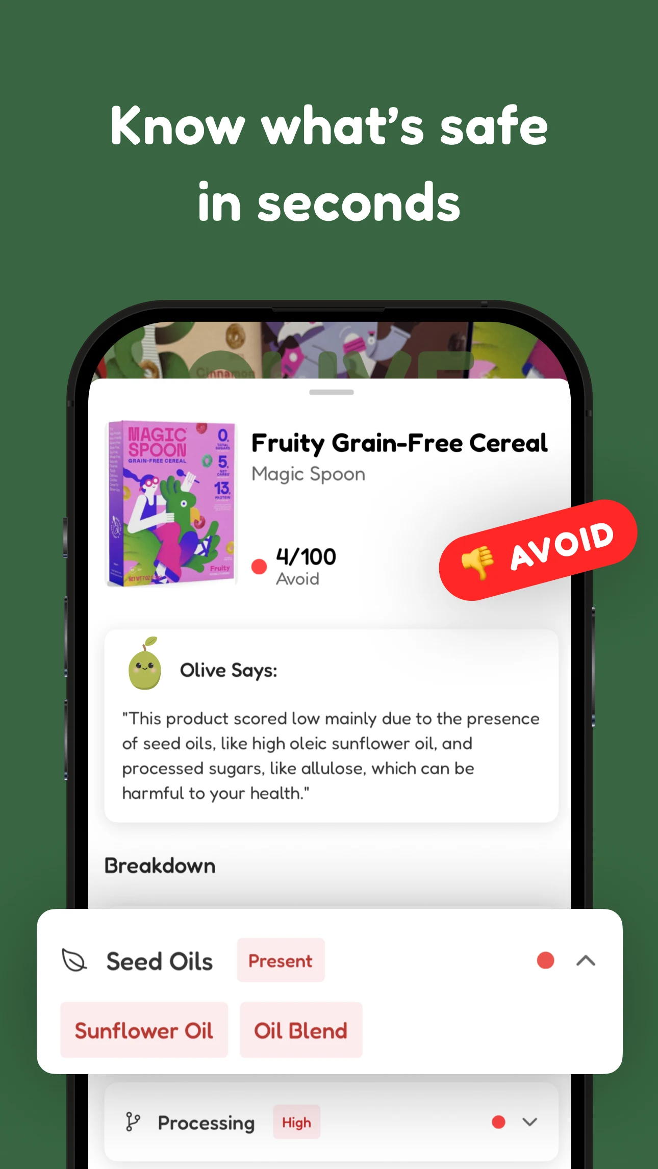 Olive - Holistic Food Scanner screenshot